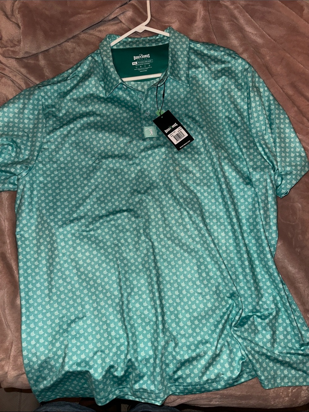 Boat & Bones Men's Teal Patterned Polo Shirt